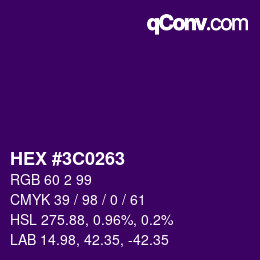 Farbcode: HEX #3C0263 | qconv.com