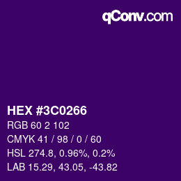 Color code: HEX #3C0266 | qconv.com