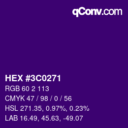 Color code: HEX #3C0271 | qconv.com