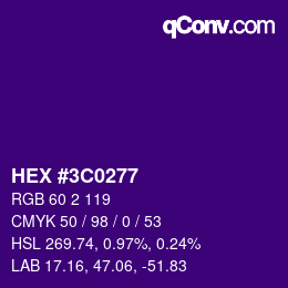 Color code: HEX #3C0277 | qconv.com