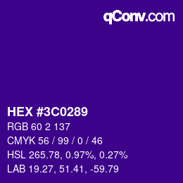 Color code: HEX #3C0289 | qconv.com