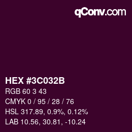 Color code: HEX #3C032B | qconv.com