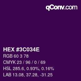Color code: HEX #3C034E | qconv.com