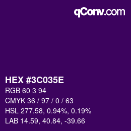Color code: HEX #3C035E | qconv.com