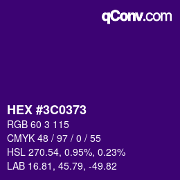 Color code: HEX #3C0373 | qconv.com