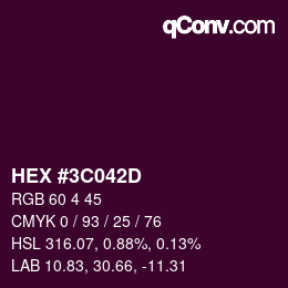 Color code: HEX #3C042D | qconv.com
