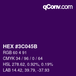 Color code: HEX #3C045B | qconv.com