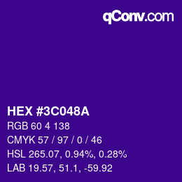 Color code: HEX #3C048A | qconv.com