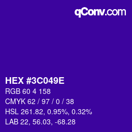 Color code: HEX #3C049E | qconv.com