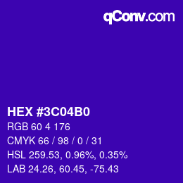 Color code: HEX #3C04B0 | qconv.com