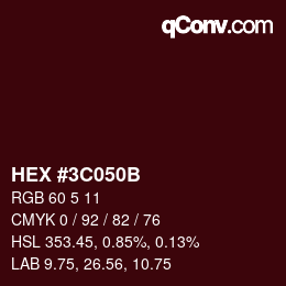 Color code: HEX #3C050B | qconv.com