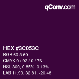 Color code: HEX #3C053C | qconv.com