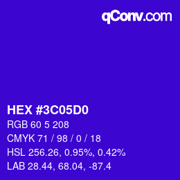 Color code: HEX #3C05D0 | qconv.com