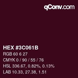 Color code: HEX #3C061B | qconv.com