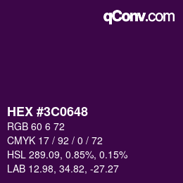 Color code: HEX #3C0648 | qconv.com