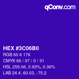 Color code: HEX #3C06B0 | qconv.com