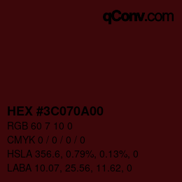 Farbcode: HEX #3C070A00 | qconv.com