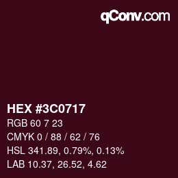 Color code: HEX #3C0717 | qconv.com