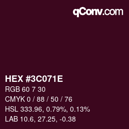Color code: HEX #3C071E | qconv.com