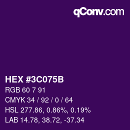 Color code: HEX #3C075B | qconv.com