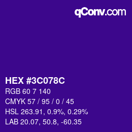 Color code: HEX #3C078C | qconv.com