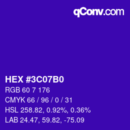 Color code: HEX #3C07B0 | qconv.com