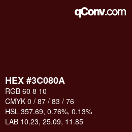 Color code: HEX #3C080A | qconv.com