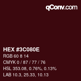 Color code: HEX #3C080E | qconv.com