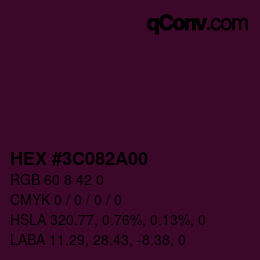 Farbcode: HEX #3C082A00 | qconv.com