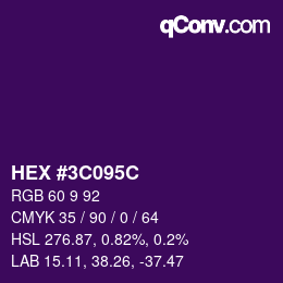 Color code: HEX #3C095C | qconv.com