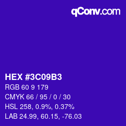 Color code: HEX #3C09B3 | qconv.com