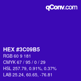 カラーコード: HEX #3C09B5 | qconv.com