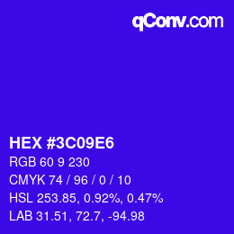 カラーコード: HEX #3C09E6 | qconv.com