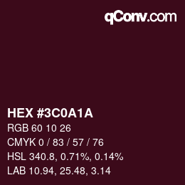 Color code: HEX #3C0A1A | qconv.com