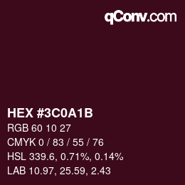 Color code: HEX #3C0A1B | qconv.com