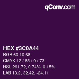 Color code: HEX #3C0A44 | qconv.com