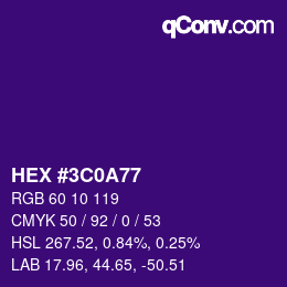 Color code: HEX #3C0A77 | qconv.com