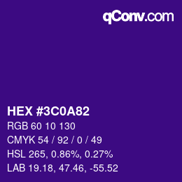 Color code: HEX #3C0A82 | qconv.com