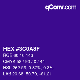 颜色代码: HEX #3C0A8F | qconv.com