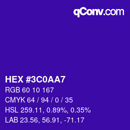 カラーコード: HEX #3C0AA7 | qconv.com