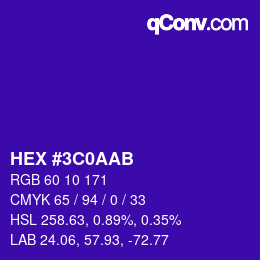 Color code: HEX #3C0AAB | qconv.com