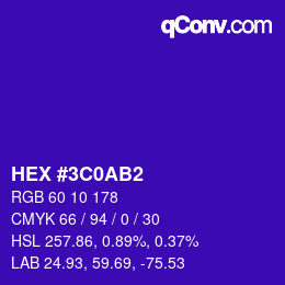 カラーコード: HEX #3C0AB2 | qconv.com