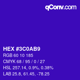 カラーコード: HEX #3C0AB9 | qconv.com