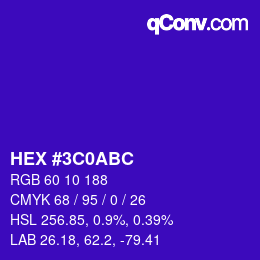 Color code: HEX #3C0ABC | qconv.com