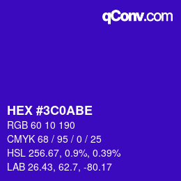 Color code: HEX #3C0ABE | qconv.com