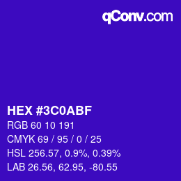 Color code: HEX #3C0ABF | qconv.com