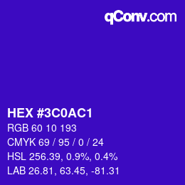Color code: HEX #3C0AC1 | qconv.com