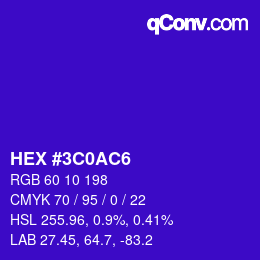 Color code: HEX #3C0AC6 | qconv.com