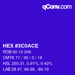 Farbcode: HEX #3C0ACE | qconv.com