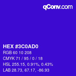 Color code: HEX #3C0AD0 | qconv.com